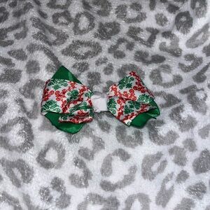 Holiday Green and Red Kids Hair Bow